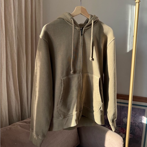 ZARA Washed Effect Hoodie Stone 100% Cotton Size L NWT - Picture 2 of 10